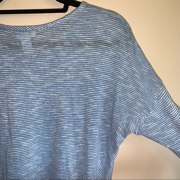 J. Jill Nautical Blue & White Striped Linen-Blend Long Sleeve Top Size: Small - Picture 9 of 9